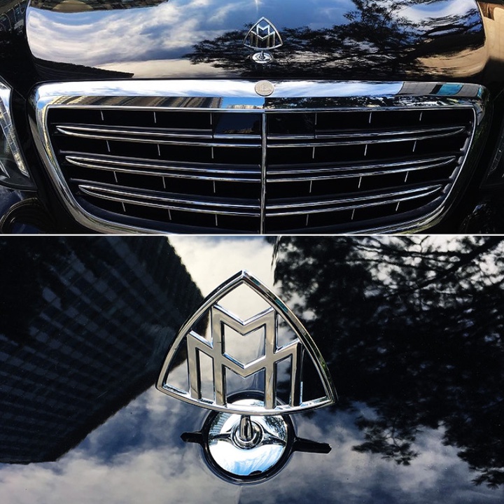 Logo biểu tượng trước đầu xe ô tô Maybach, chất liệu hợp kim mạ crom cao cấp