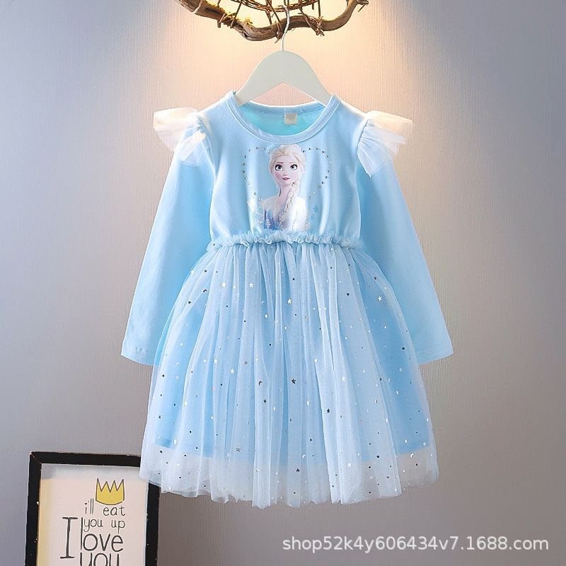 VA01 Váy Elsa  cho bé gái dễ thương,  đầm công chúa Elsa dài tay