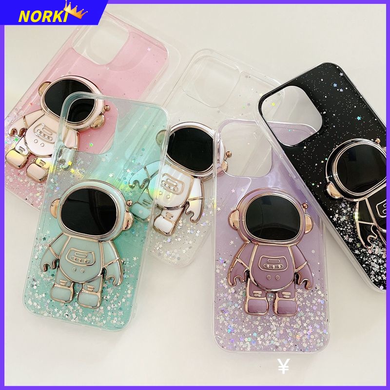 Ốp Điện Thoại Kim Tuyến Nước Kèm Giá Đỡ Hình Phi Hành Gia 3D Cho Xiaomi Redmi Note 12 1Pro Plus 12S 11 11S 11Pro 10 10S 10Pro