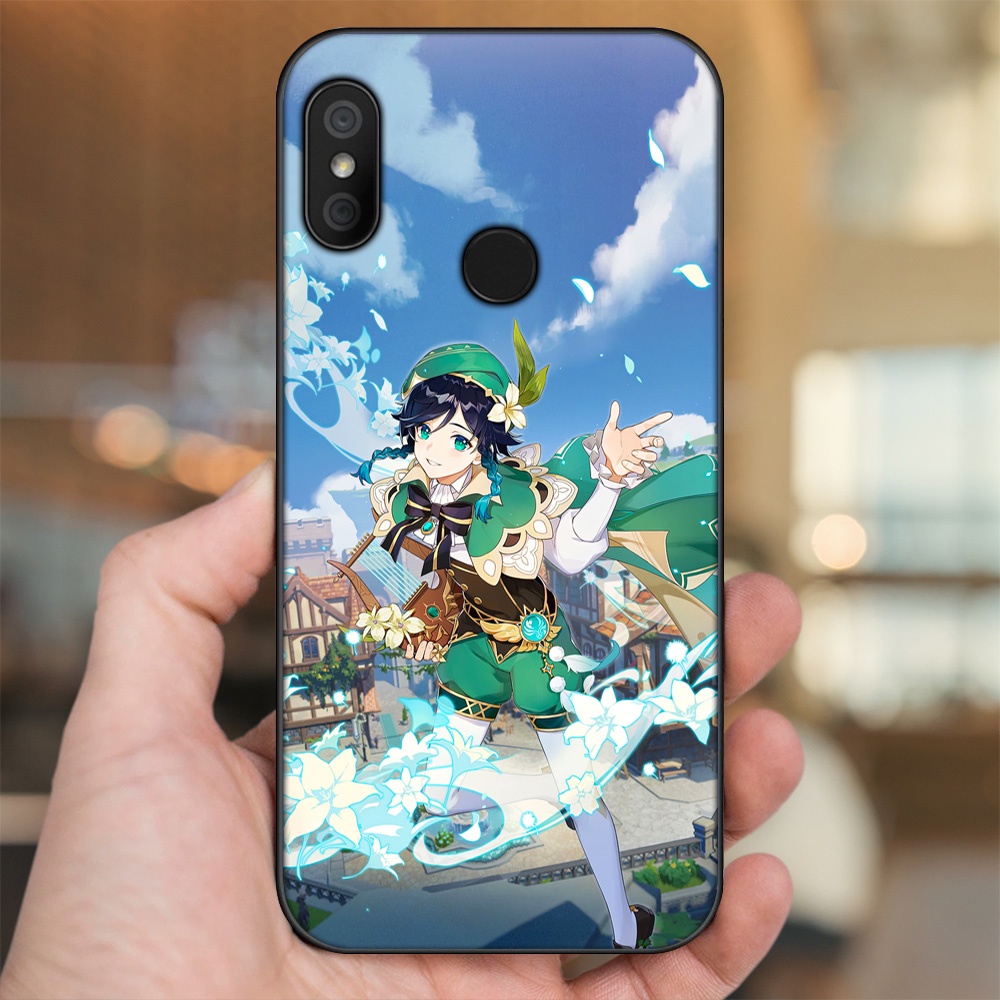 Ốp lưng Xiaomi Redmi 6 Pro, Mi A2 Lite viền đen in hình Venti Genshin Impact