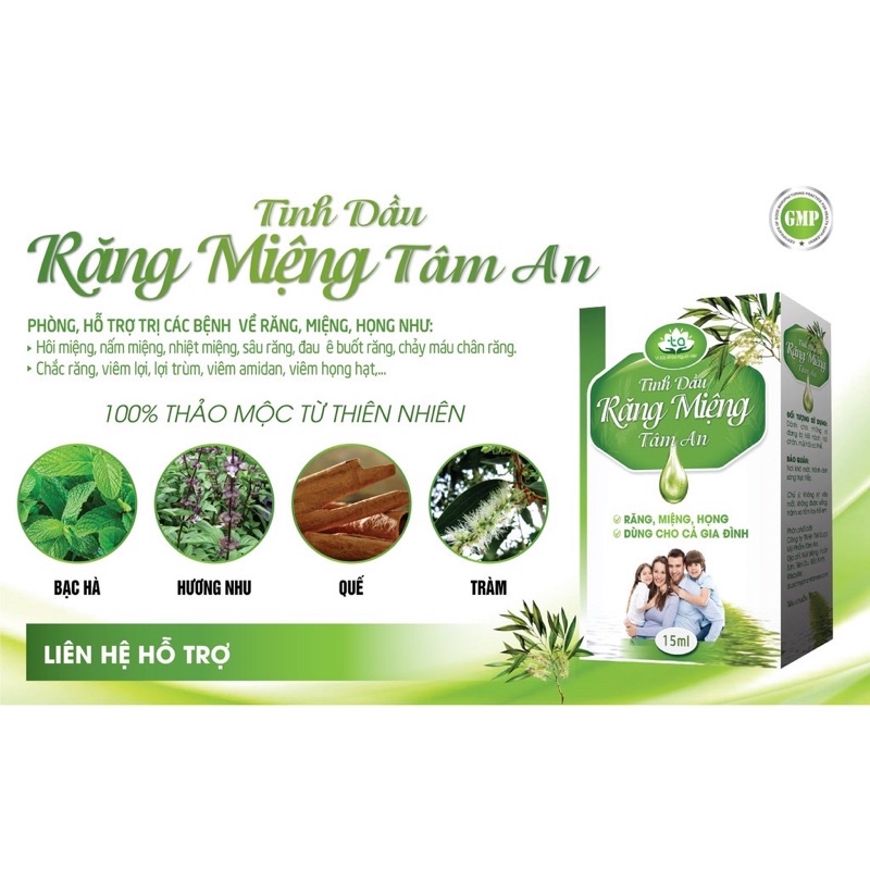 [CHÍNH HÃNG] Tinh dầu răng miệng Tâm An 15ml- Hỗ trợ trị các bệnh về răng miệng như hôi miệng, nấm miệng, nhiệt miệng, …