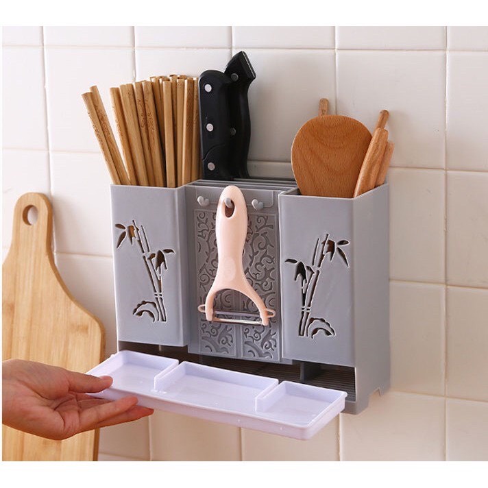 [TẶNG MIẾNG DÁN TƯỜNG ] Ống đũa chắc chắn CÓ KHAY HỨNG nước cao cấp, bền đẹp