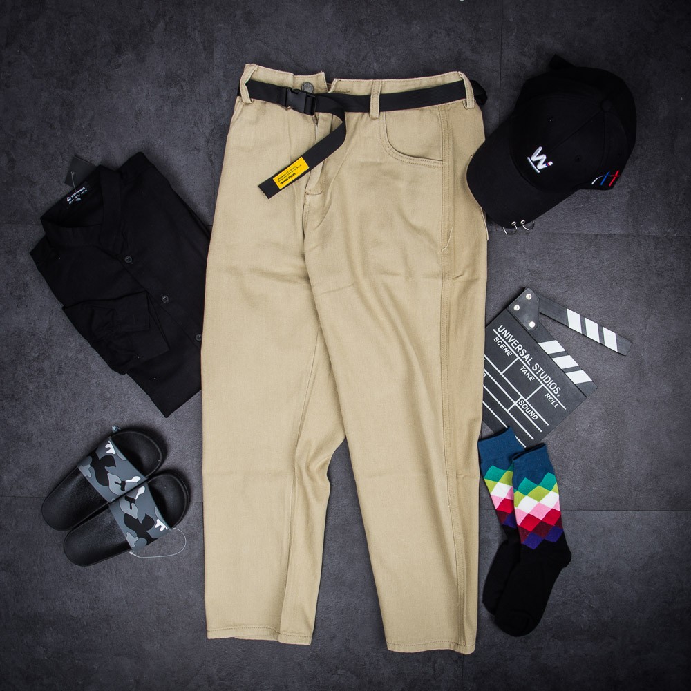 Quần kaki nam nữ City Cycle - Quần baggy kaki kèm dây lưng dáng Unisex ống suông Local Brand