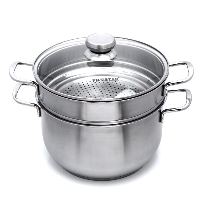 Bộ nồi xửng hấp Inox 3 đáy Fivestar 24cm nắp kinh