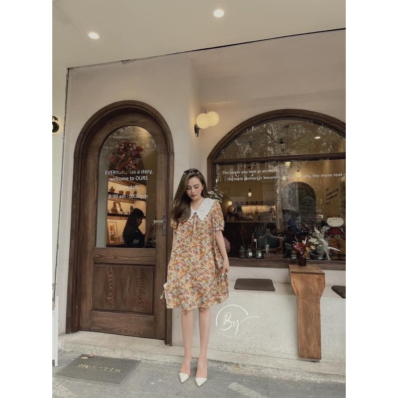 [Siêu Hot] Váy Hoa Cổ Ren Dáng Suông , Đầm Nữ Tay Cộc Dán Suông Siêu Xinh Có Ảnh Thật Kèm Video