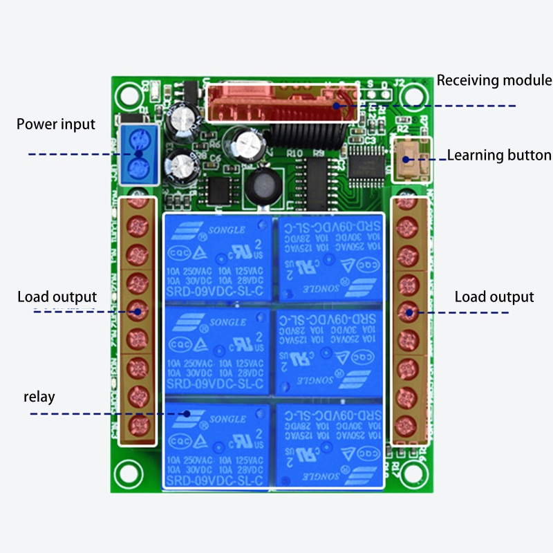 Rơ Le Điều Khiển Từ Xa Không Dây 6 Kênh 12V NAMA 315 / 433mhz