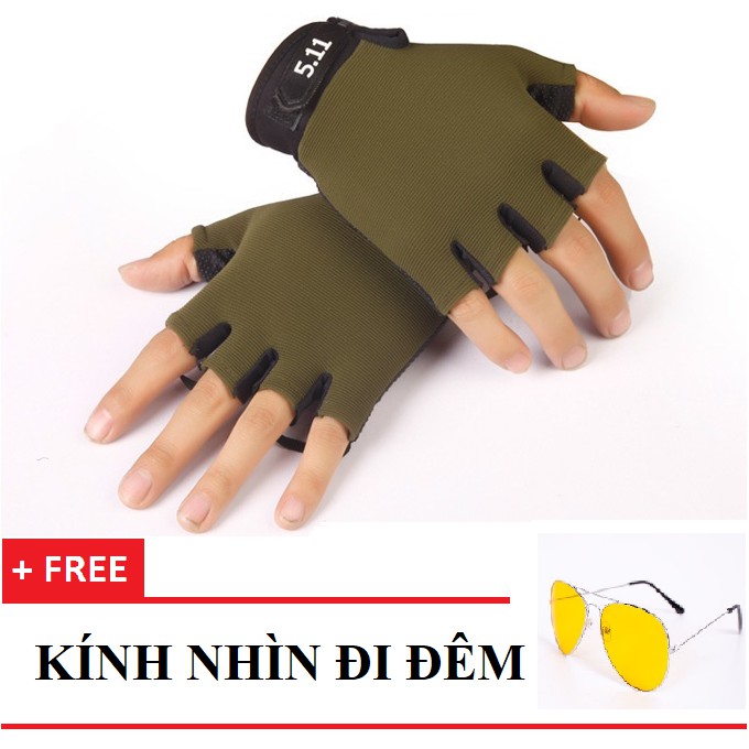 ❤️ HOTSALE ❤️ (Tặng 1 KÍNH ĐÊM CHỐNG LÓA) Găng tay nam hở ngón 511 MẪU MỚI