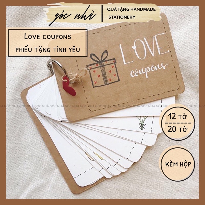 Love coupon phiếu tặng tình yêu có kèm hộp quà tặng dành cho cặp đôi dịp kỷ niệm anniversary valentine Góc Nhà gocnha | BigBuy360 - bigbuy360.vn