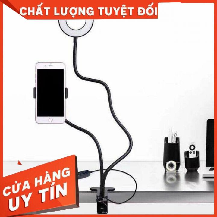 Bộ Đèn Livestream 💖FREE SHIP💖 Bộ giá đỡ điện thoại đèn mic phát livestream kẹp thành bàn 3in1 đa năng - K05 BH: 3 Tháng