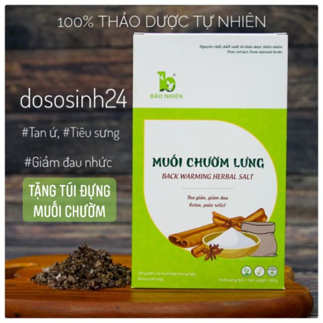 Bảo nhiên - Muối chườm lưng thảo dược hữu cơ 100% [850g]