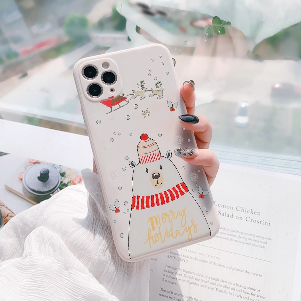 Ốp lưng iphone Noel tuần lộc viền vuông chống sốc ip 13promax 6 7 8 plus x xsmax 11 12promax e141