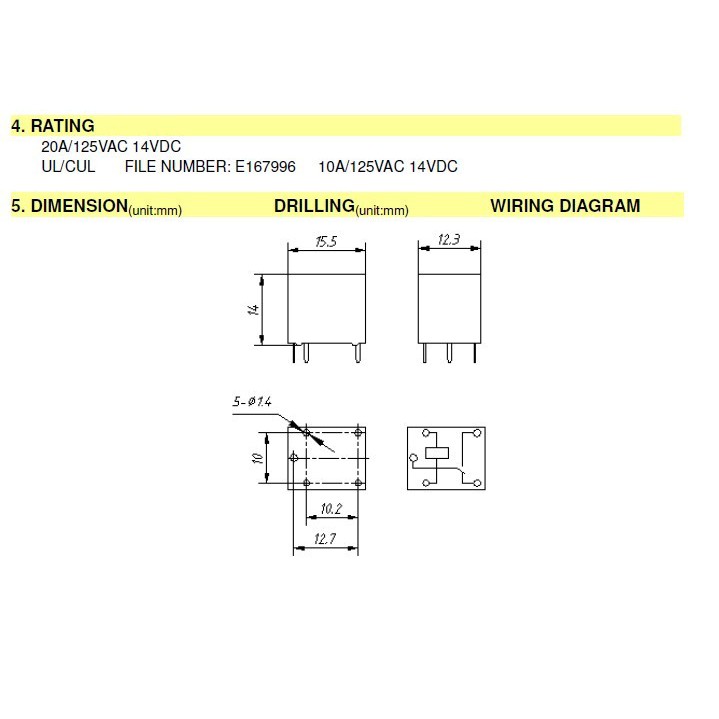Rơle Rơ le relay đen 12V 20A SRA-12VDC-CL