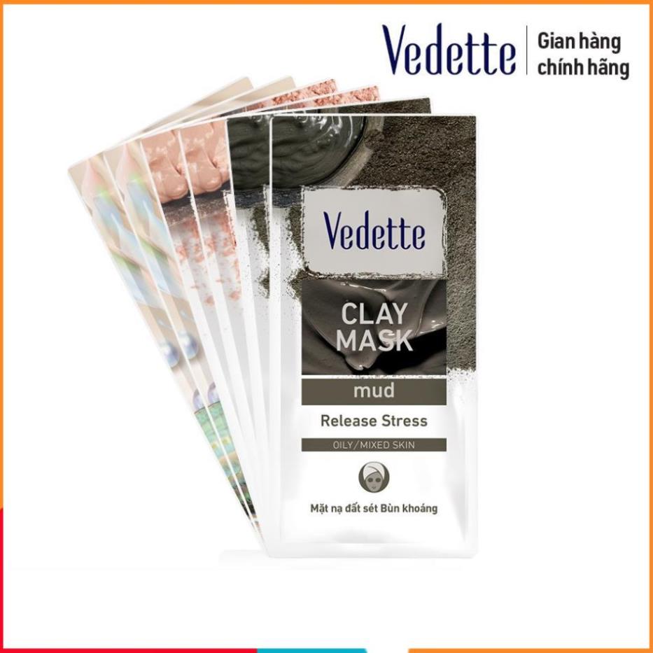 Combo 6 Mặt Nạ Đất Sét 12g VEDETTE - Thanh lọc & Hồi phục da - Bùn khoáng, Rosa, Ngọc trai
