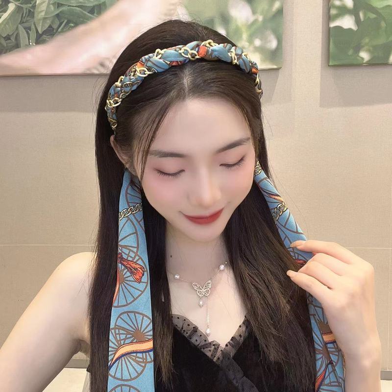 Dây Cột Tóc Ruy Băng Màu Xanh Dương / Nâu Thời Trang Mùa Hè Phong Cách