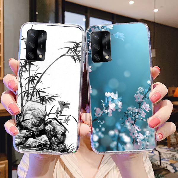 Ốp silicon in UV - Hoa xanh Oppo A74 / A54 / A57 2022