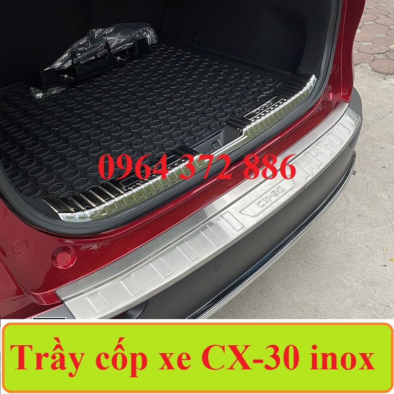 Ốp chống trầy cốp trong, ngoài xe Mazda CX-30, CX30 2021- 2022, 2023-2024 chất liệu Inox cao cấp