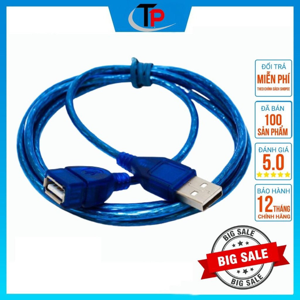 Cáp Nối Dài USB Cao Cấp Loại 1.5M - Với 1 Đầu Âm và 1 Đầu Dương Dùng Nối Dài Cổng USB