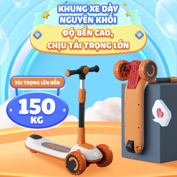 Xe trượt Scooter 3 bánh phát sáng có nhạc cho bé 808 MẸ BÉ PINUS