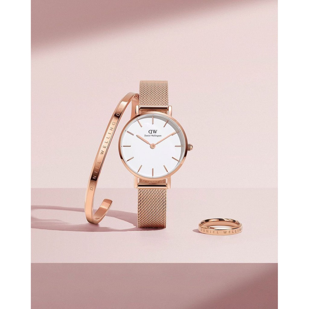 Đồng hồ nữ Daniel Wellington Classic Petite Melrose 32mm & 28mm & Vòng tay DW Classic Cuff tặng kèm Nhẫn DW