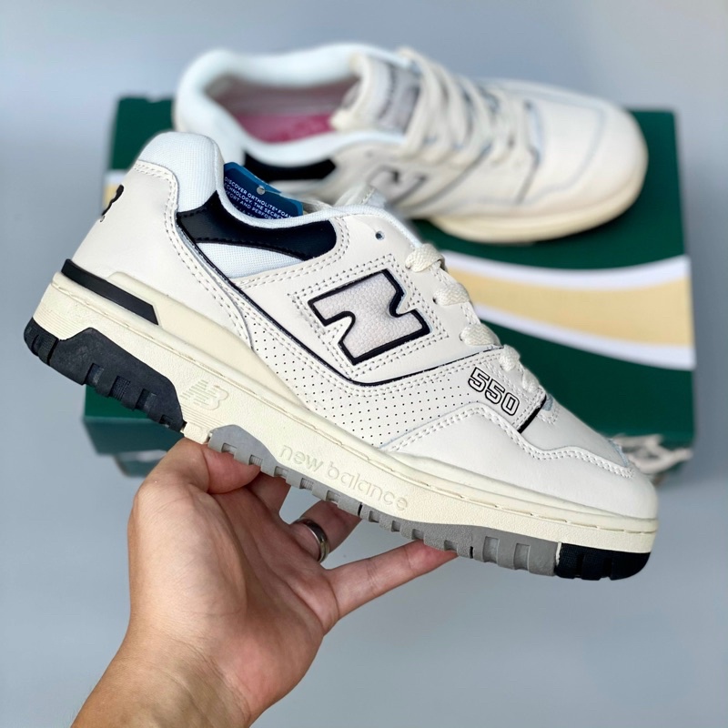 Giày Thể Thao Sneakers Nam Nữ NB 550-White black đen Trắng Bản S.C Cao cấp