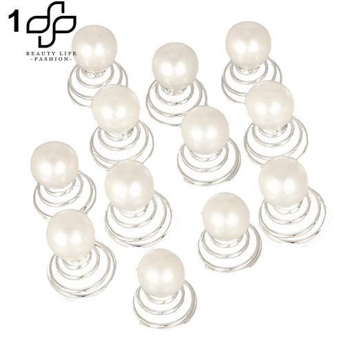 Set 12 cài tóc dạng xoắn đính ngọc giả đẹp mắt