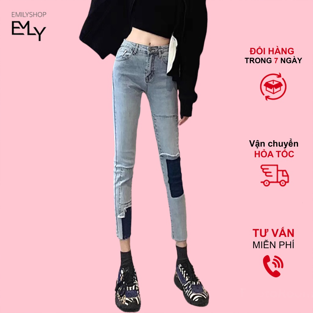 QUẦN JEANS NỮ DÁNG ÔM HAI MÀU CHẤT LỪ ULZZANG HÀNG NHẬP QUẢNG CHÂU
