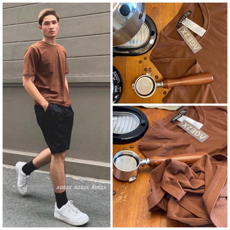 Nâu SOCOLA Màu Áo Thun Trơn AGE2X hot nhất 2021
