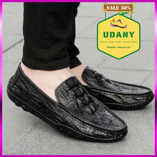 GIÀY DA NAM DẬP VÂN CÁ SẤU  - GIÀY DA CHÍNH HÃNG UDANY