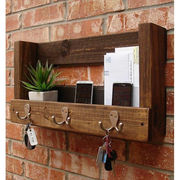 kệ gỗ handmade treo chia khóa - Kệ treo tường decor vintage HPKTT 13 0877226655