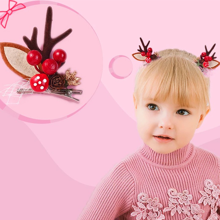 Set 2 kẹp tóc Giáng sinh hóa trang tuần lộc hottrend selfie mùa Noel phối nhiều họa tiết Baby-S (2pcs) – SNOEL005