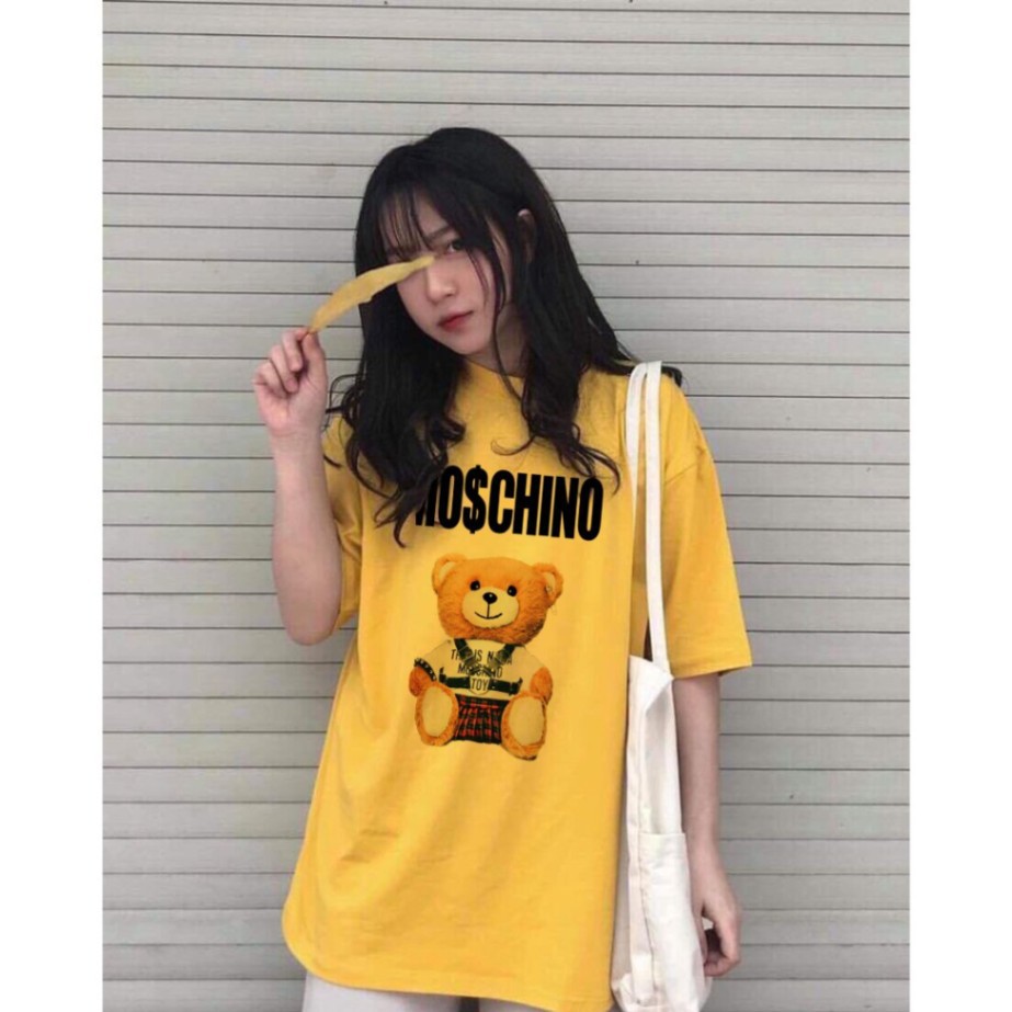 Áo Thun Tay Lỡ In Gấu Moschino Unisex Freesize Dưới 75kg ATIN51