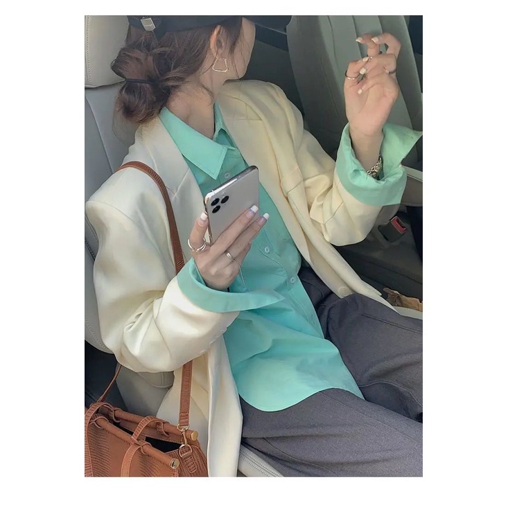 COZOK Áo sơ mi tay dài dáng rộng thời trang cá tính cho nữ