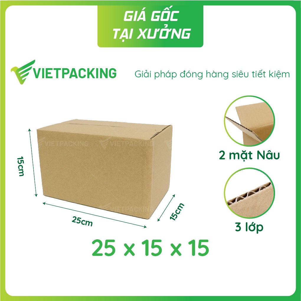 25x15x15 - 15 hộp giấy đóng hàng V139