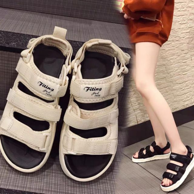Hàng về_ Sandal Quai Dán Học Sinh 3 quai Phong cách Hàn Quốc Fiting