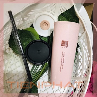ok Ly giữ nhiệt lúa mạch 450ml có nắp và ống hút