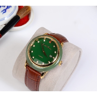 Đồng hồ nam cao cấp ngọc bích màu xanh - Đồng hồ thạch anh ngọc Bích Hetian xanh ngọc đẳng cấp MSB69