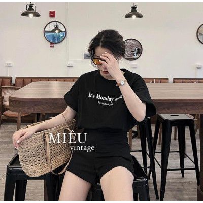 Áo phông chữ Monday sáng tươi cá tính fom rộng
