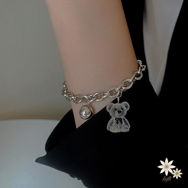 Vòng Đeo Tay Mặt Gấu Trong Suốt Ba Chiều Thời Trang Hàn Quốc