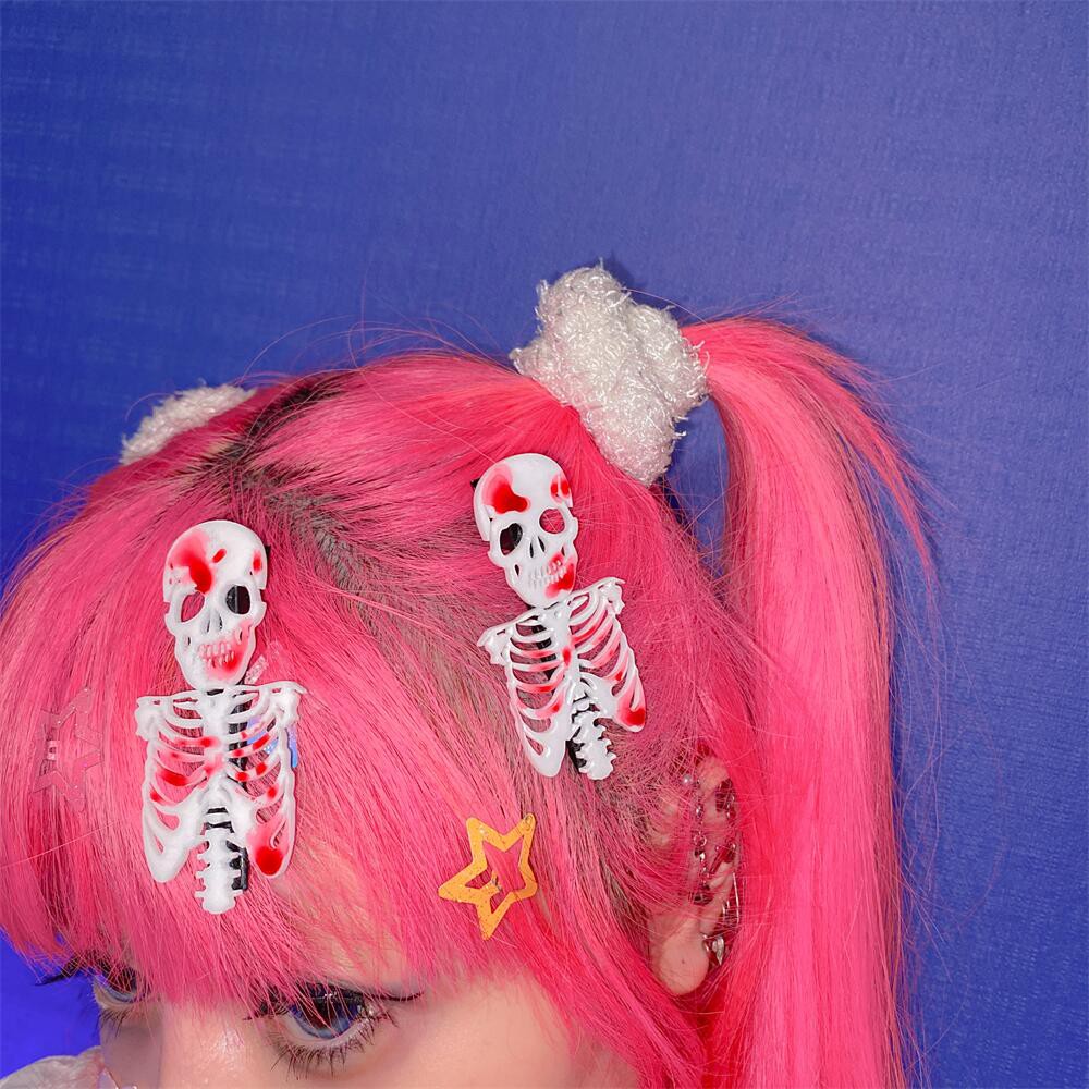 Kẹp Tóc Hình Bộ Xương Phong Cách Gothic Cá Tính Dành Cho Halloween
