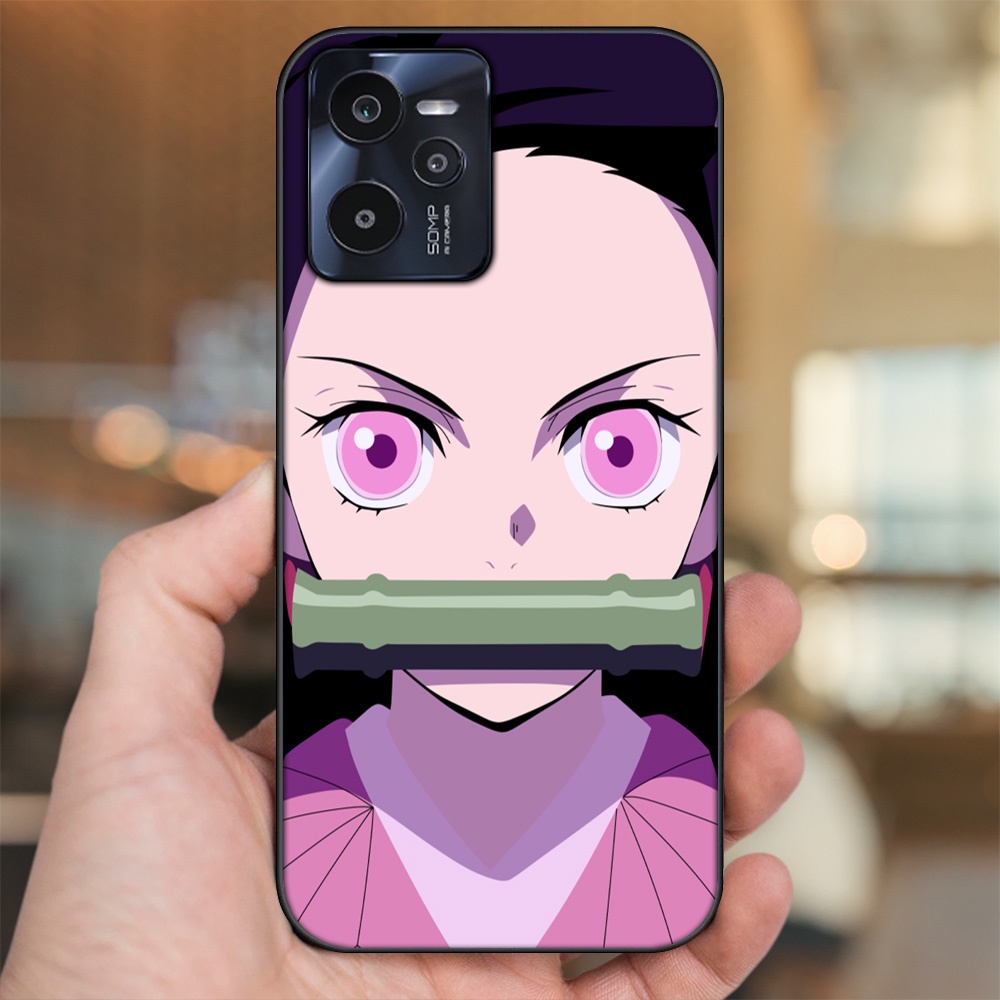 Ốp lưng Realme C35 viền đen in hình Nezuko Kimetsu no Yaiba
