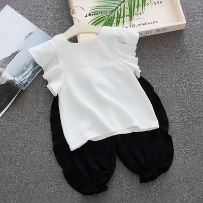 Set Đồ 2 Món Gồm Áo Thun Tay Bay Thắt Nơ + Quần Ngắn Cho Bé Gái