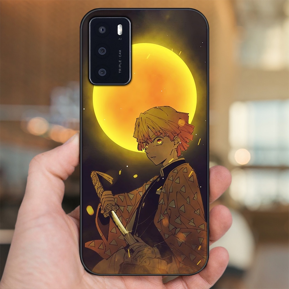Ốp lưng Oppo A16 viền đen in hình Zenitsu Kimetsu no Yaiba