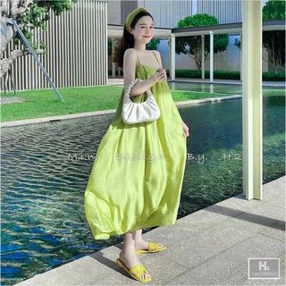VÁY ĐI BIỂN MAXI XANH LÁ 2 DÂY NỮ TÍNH, PHÓNG KHOÁNG - HÀNG LOẠI 1 CHẤT ĐẸP