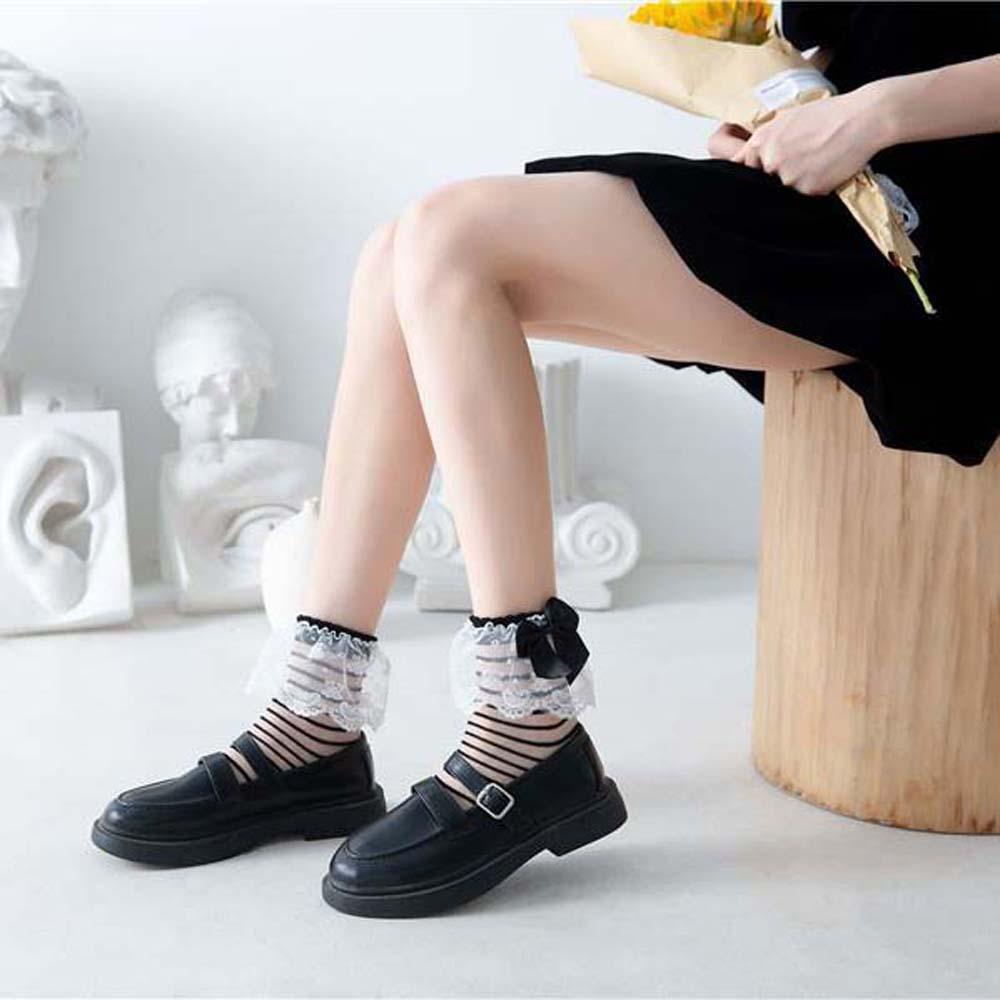 Aroma Vớ Ống Trung Bình Họa Tiết Hạt Trong Suốt Thắt Nơ Dọc Phong Cách Nhật Bản Cá Tính Mùa Hè