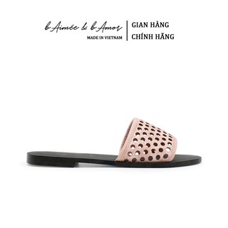 Dép Nữ Thời Trang bAimée & bAmor Đế Bằng Quai Ngang Cutlaze Mũi Tròn Đẹp Hàn Quốc Chống Trơn Cao Cấp Màu Trắng Đen 1635