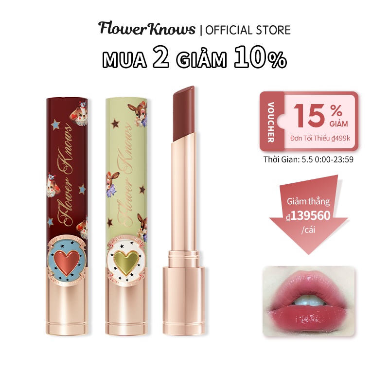 Son môi trang điểm Flower Knows dòng rạp xiếc 12 màu lâu trôi tùy chọn