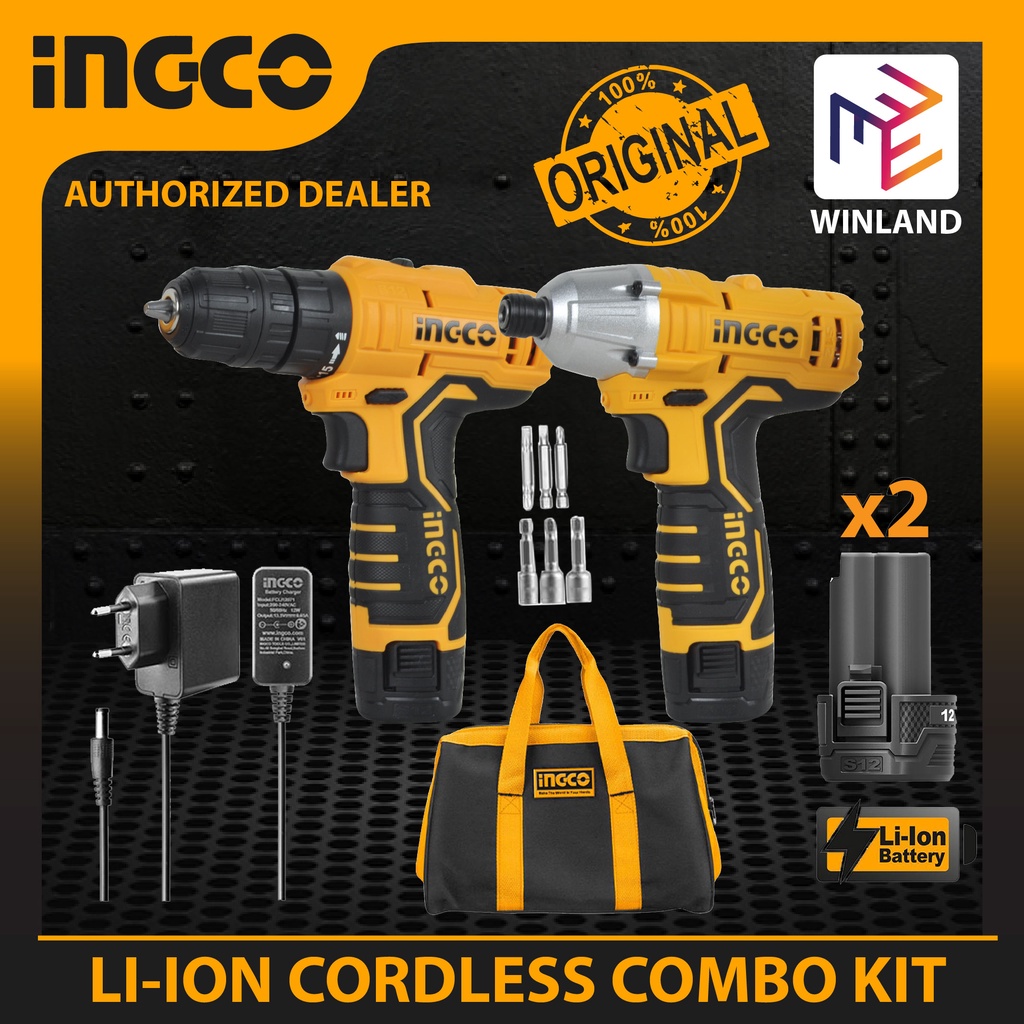 12V Bộ combo máy khoan 10mm & siết vít dùng pin Lithum INGCO CKLI1201