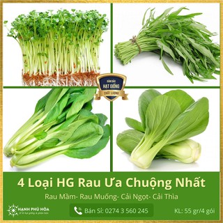 Combo 4 Gói Hạt Giống Rau Muống 20gr + Rau Mầm 15gr + Cải Ngọt 10gr + Cải Thìa 10gr Ca Na An Tỉ Lệ Nảy Mầm Cao