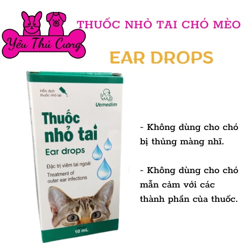 Thuốc nhỏ tai VEMEDIM điều trị viêm tai ngoài trên chó mèo -YÊU THÚ CƯNG