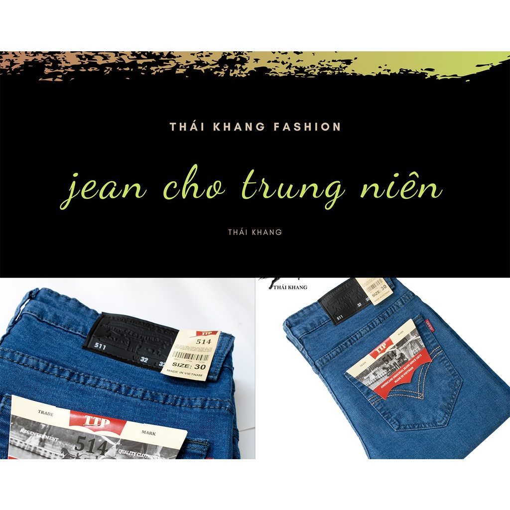 Quần jean nam CO GIÃN chất bò ống suông trung niên rộng rãi thoải mái loại quần jean ống đứng QJ2